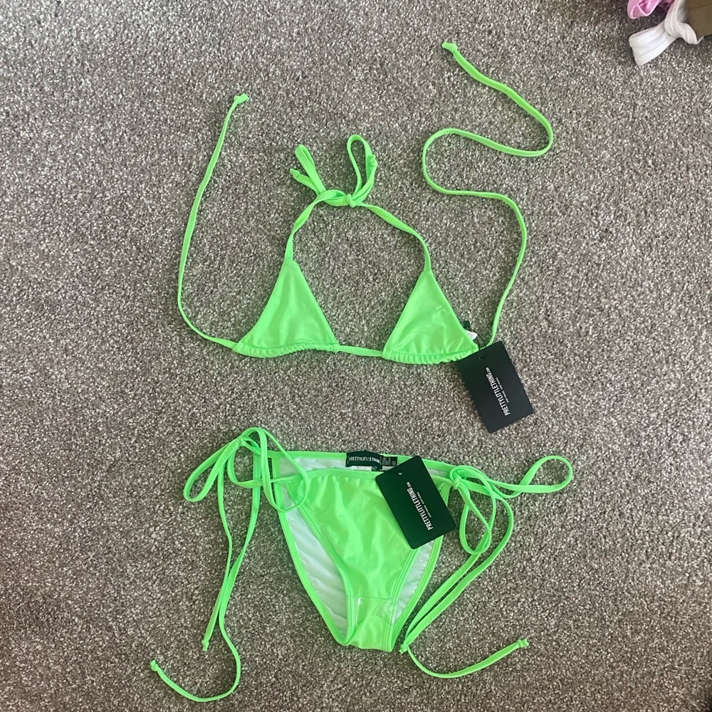 PRETTY LITTLE THING: Lime Tie Side Bikini Set